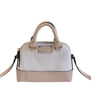 Kate Spade Mini Bag Handbag Crossbody or Carry Satchel Purse White/Tan Leather‎